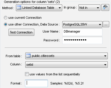 Test array generation with DTM Data Generator: another table as a source