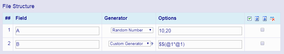 On-line test data generator: column-to-column reference