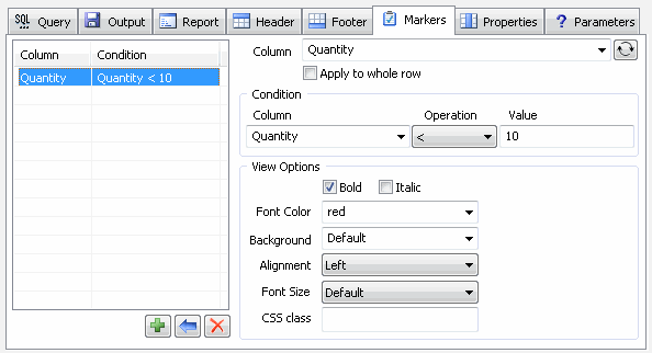 DTM Query Reporter: define a marker for less 10 values