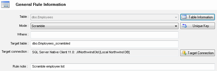 DTM Data Generator: Scrambling mode of the data rule