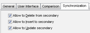DTM Data Comparer: synchronization actions options