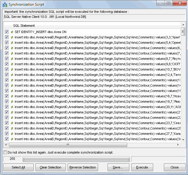 DTM Data Comparer: Data Synchronization Script