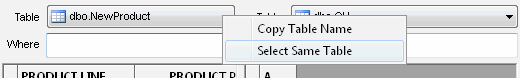DTM Data Comparer: table list context menu