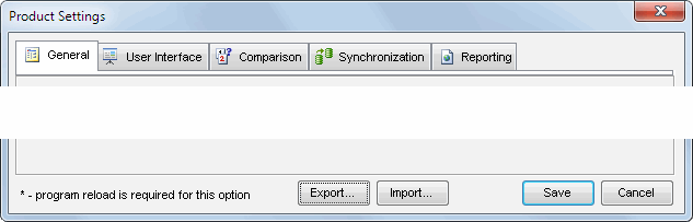 DTM Data Comparer: Product settings groups