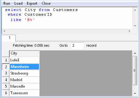 DTM Data Editor: SQL Console