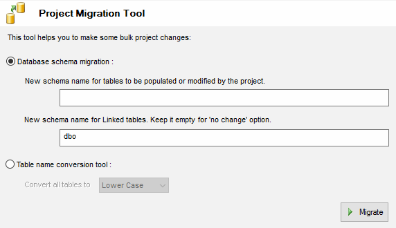 DTM Data Generator: database schema migration tool