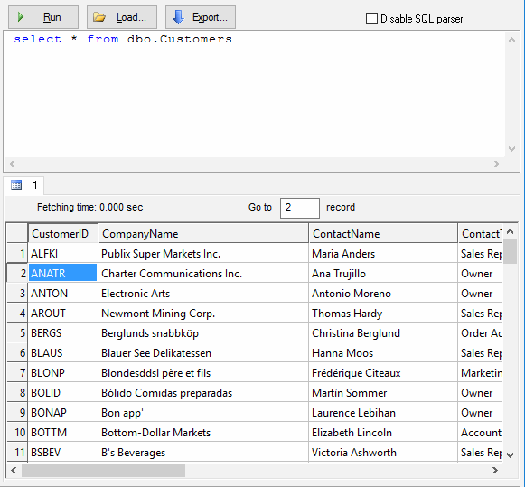 DTM Data Generator: SQL Console