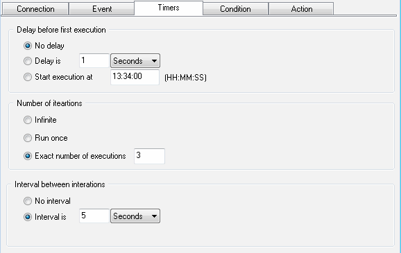 DTM DB Event: Delays and interval event properties