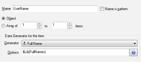 DTM Data Generator for JSON: one JSON-object definition