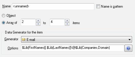 DTM Data Generator for JSON: array of values definition