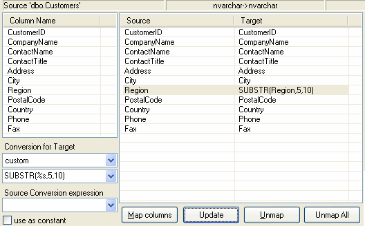 DTM Migration Kit: SUBSTRING function usage for the target