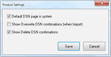 DTM ODBC manager Settings