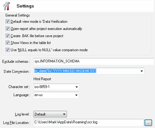 DTM Data Scrubber: product settings