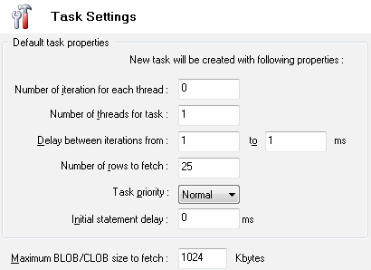 DTM DB Stress: task customization options